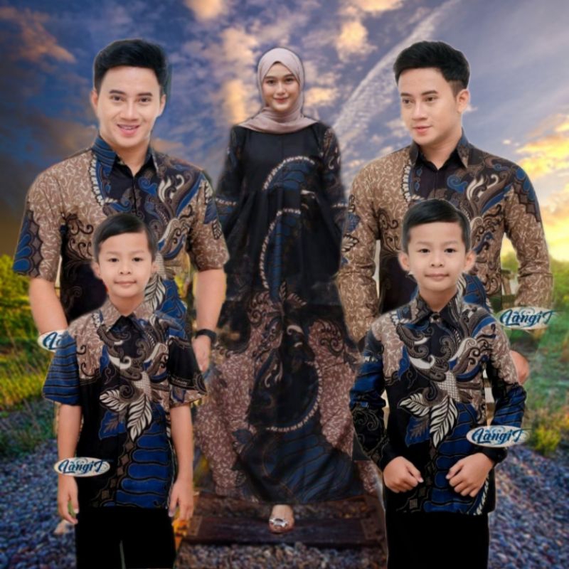 BISA PISAH || Couple Batik Keluarga Suami Istri Anak Cowok 2-13 Tahun Sangkuriang Navy || Batik Dewa