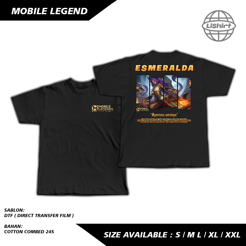 KAOS MOBILE LEGEND HERO ESMERALDA - KAOS DISTRO - KAOS COTTON COMBED 24s NYAMAN DAN ADEM SABLON PREM