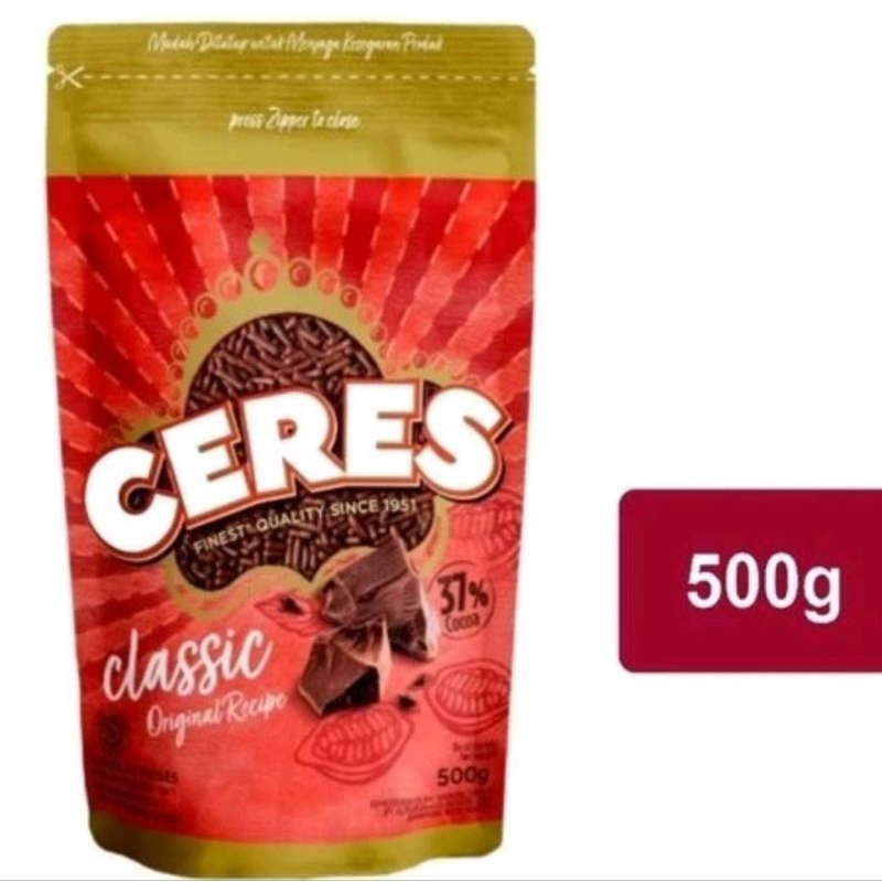 

CERES CLASSIC CHOCOLATE MEISSIES COKELAT ZIPLOCK POUCH 500 GRAM