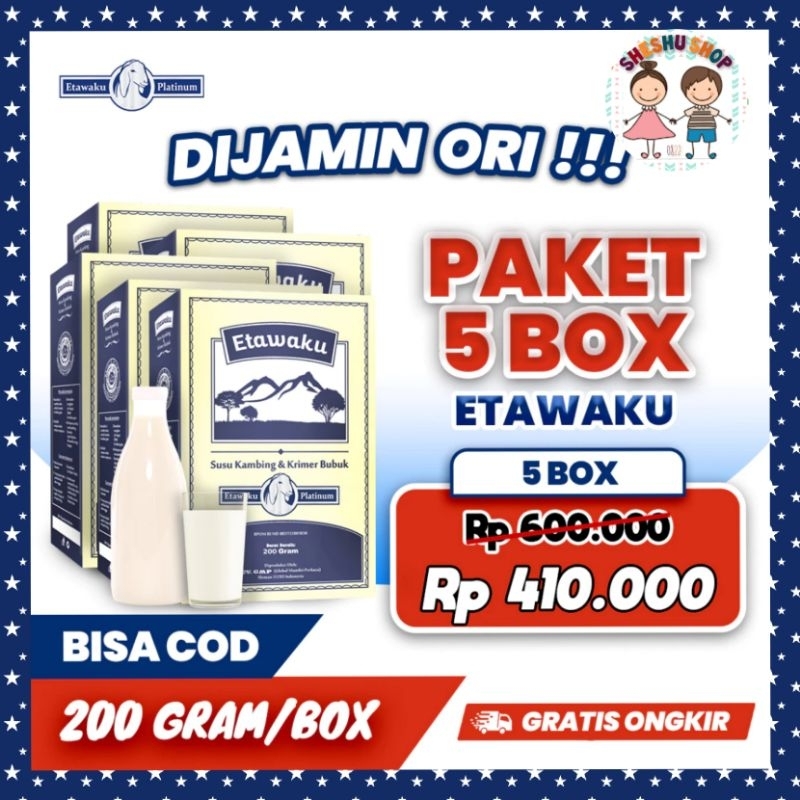 

READY STOCK PAKET ISI 5 BOX SUSU ETAWAKU PLATINUM ORIGINAL ATASI MASALAH PERNAFASAN