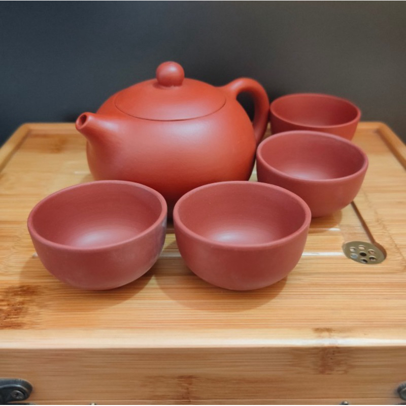 Authentic Yixing Zhuni Xishi Tea Set With Cups and Bamboo Box