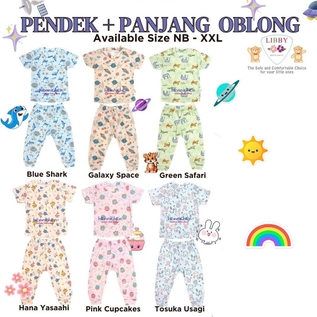 Libby Setelan Oblong Cotton Rib pendek 2L XL XXL Celana Panjang Tipis