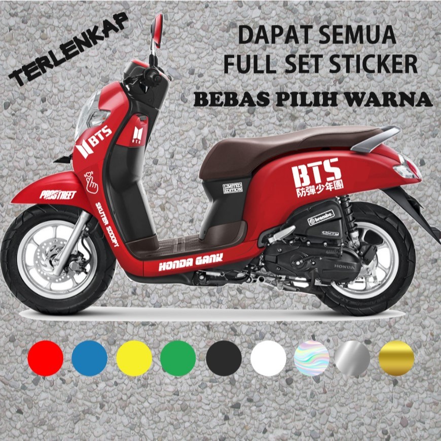 BTS Striping Motor Scoopy Satu Set Stiker Cuting Terlaris