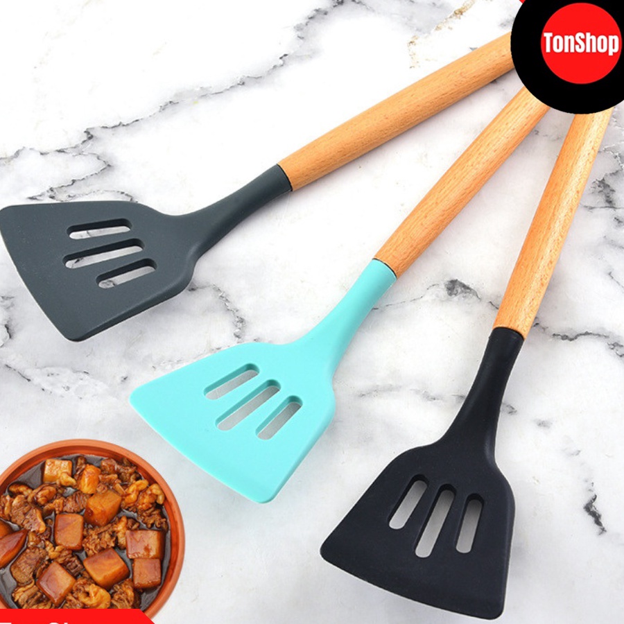 77 Sodet Silikon Gagang Kayu  Sodet Silikon Tahan Panas  Spatula Silikon Tahan Panas  Sutil Silikon 
