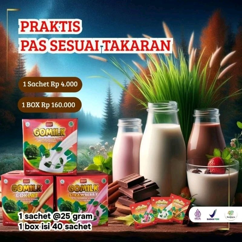 

Gomilk Susu Kambing Etawa 1 Dus Sachet isi 40 sachet