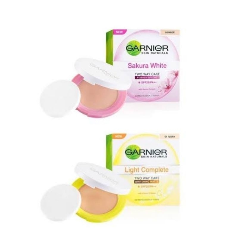 GARNIER LIGHT COMPLETE TWO WAY CAKE NATURAL | BEDAK GARNIER SAKURA WHITE PINK | MATTE POWDER | BEDAK
