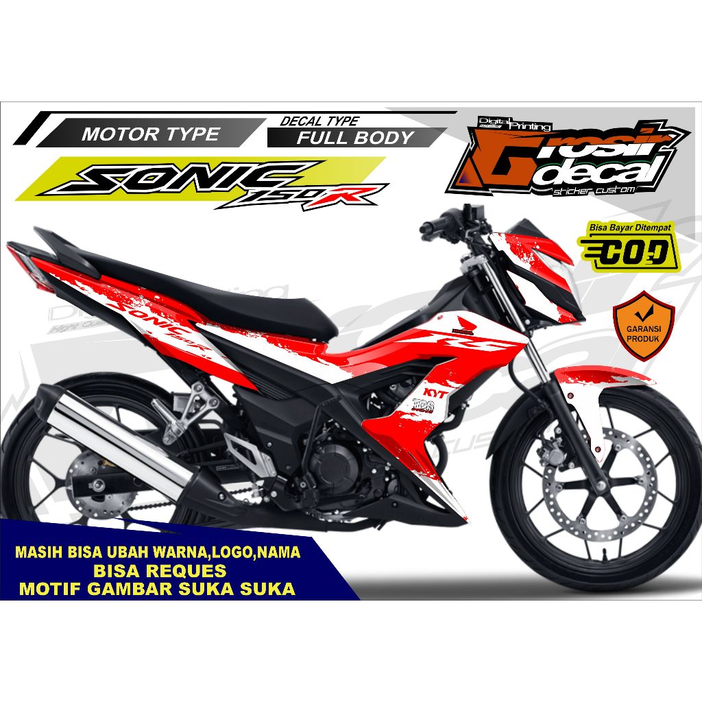 Decal Stiker Honda Sonic 150 R Full Body Free Custom Stiker Honda Sonic 150 R