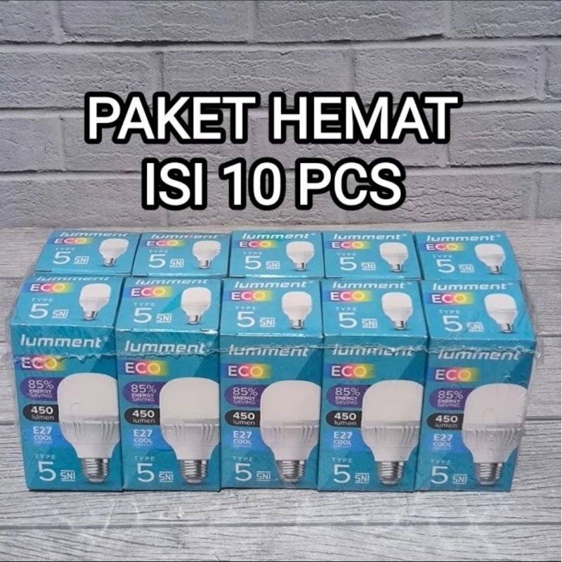 PAKET ISI 10 PCS BOHLAM LAMPU LED 5 WATT TABUNG CAPSULE lUMMENT SNI