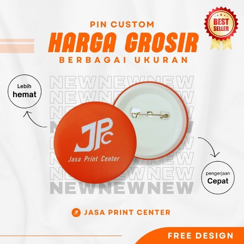 GROSIR PIN CUSTOM UKURAN 7.5 CM DARI 150 PCS