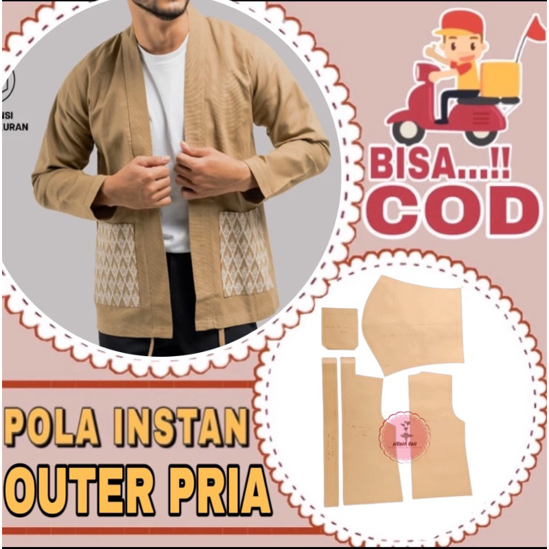 BISA COD✔️ Pola baju instan outer kimono pria dewasa - pola jahit outer pria - pola jiplak outer pri