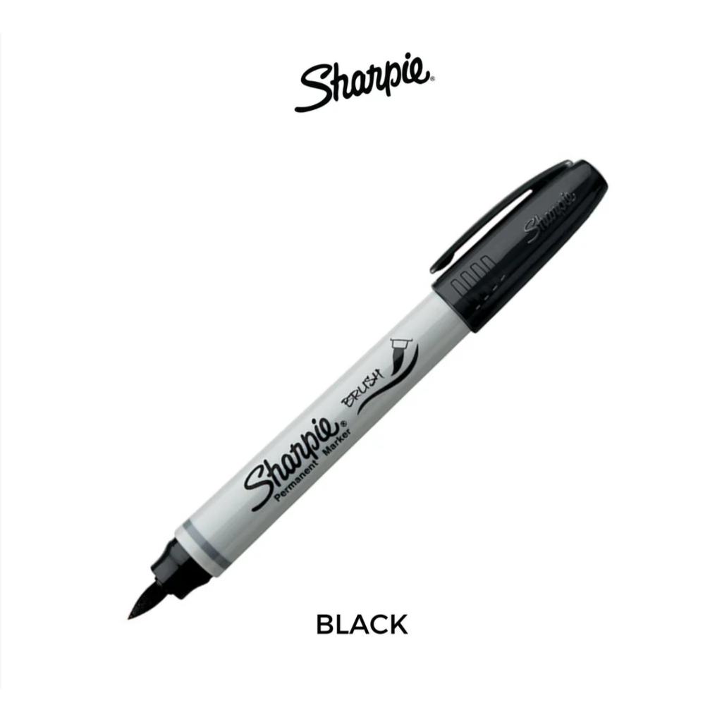 

NEW Sharpie Brush Tip Permanent Markers Black Stained