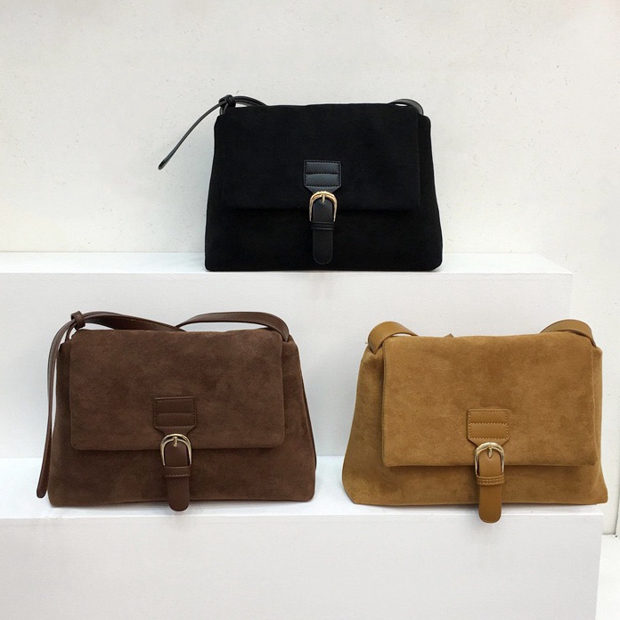 Kesempatan Langka Tas Selempang Beludru nita Tas Cewek Retro Suede Messenger Bag GS 574