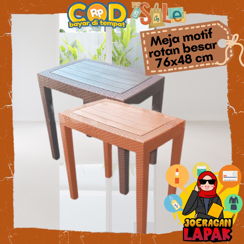 [JOERAGAN LAPAK] MEJA MOTIF ROTAN - MEJA PLASTIK BESAR KAFE TAMU RESTORAN TERAS TAMAN SUSUN RAKITAN 