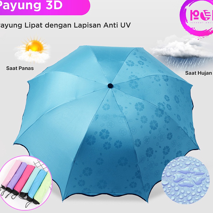 POL COD Payung Lipat 3D Magic FREE POUCH  Payung Ajaib  Payung Motif