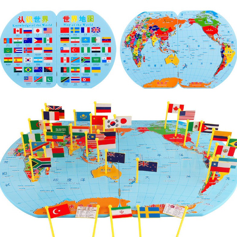 

PROMO Map of the World Knowledge of the World Peta Dunia Peta Bendera Kayu Berkualitas