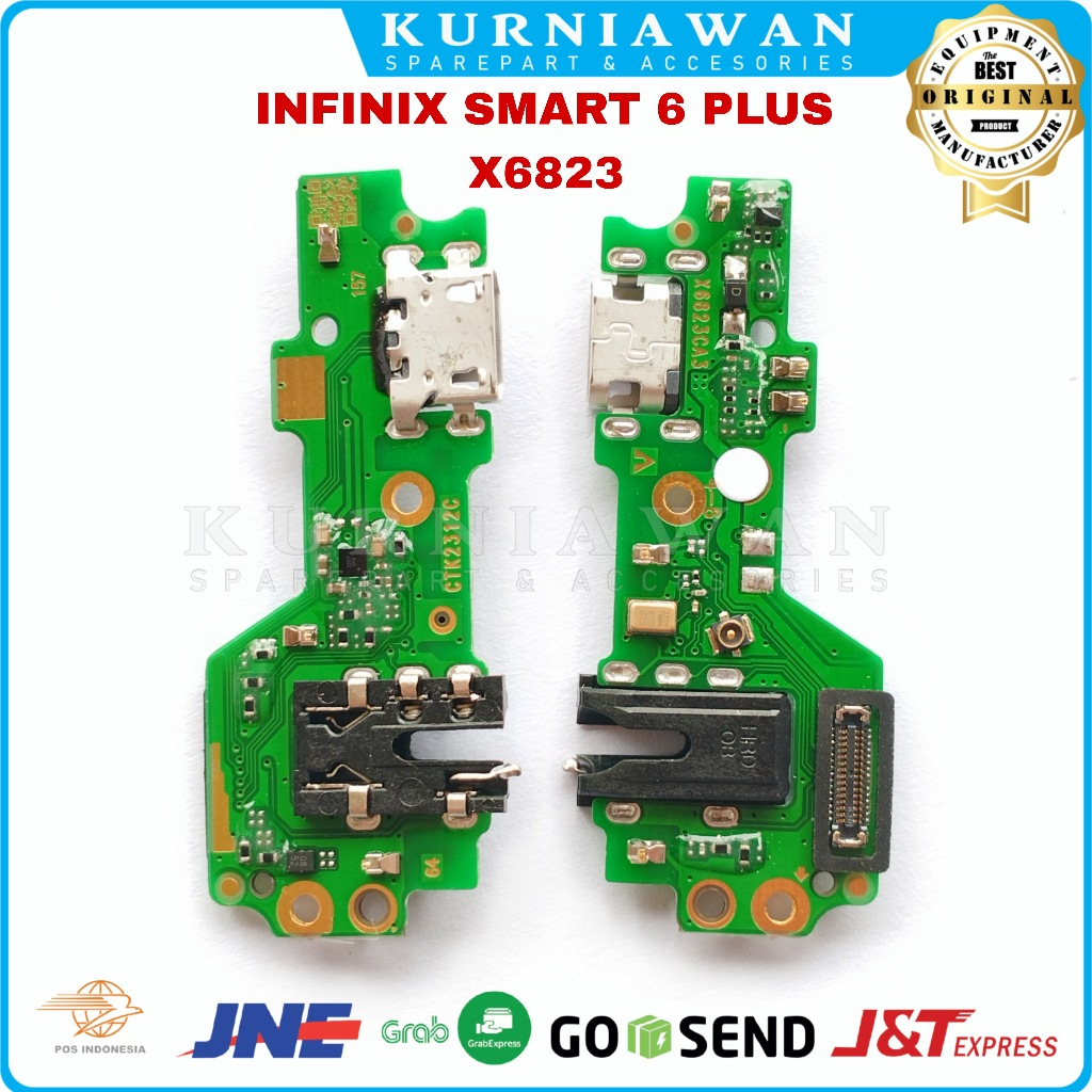 Konektor Charger Infinix Smart 6 Plus X6823 Pcb Board Usb Papan Con Cas Mic Ori
