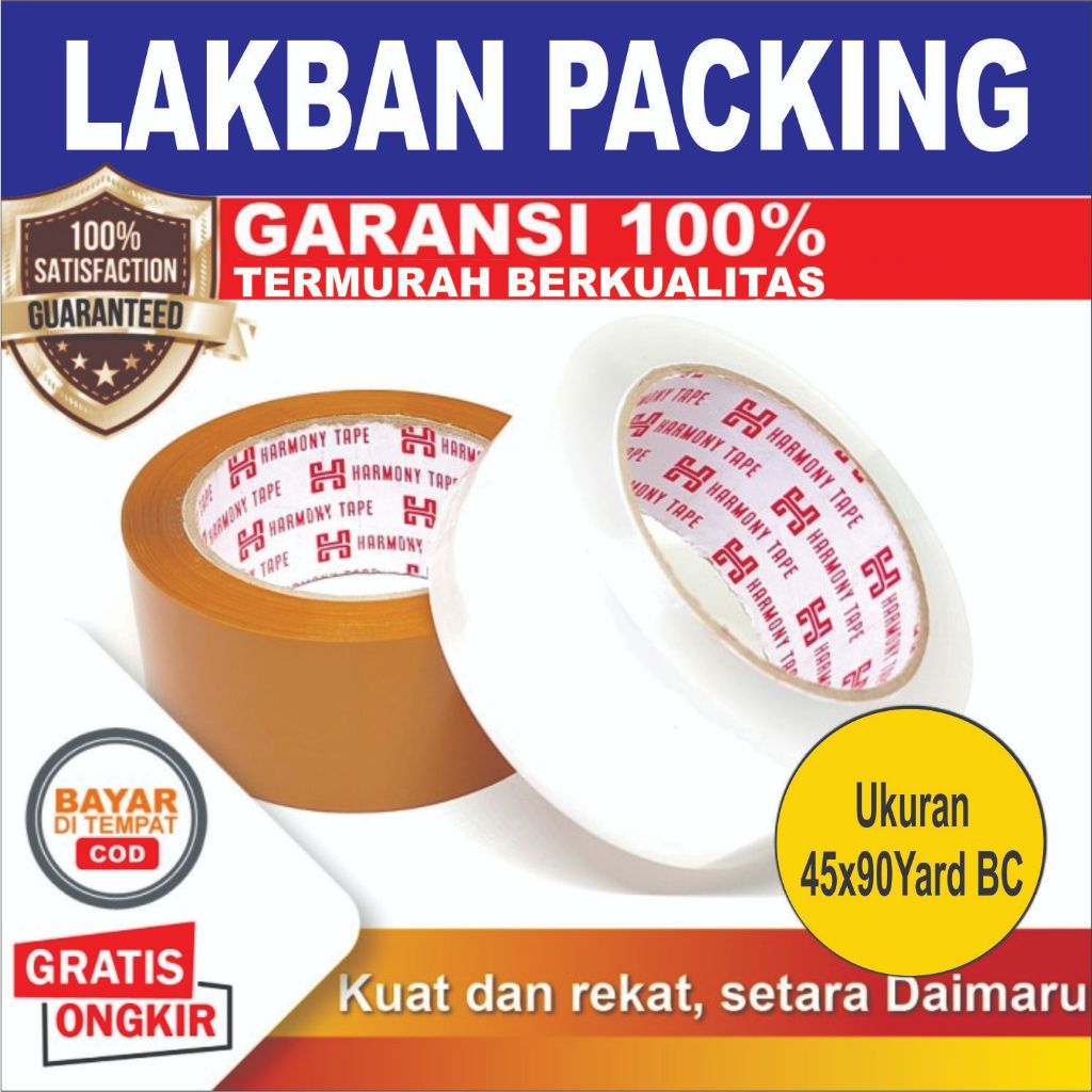 

LAKBAN PACKING / Lakban Bening / Lakban Coklat Kuat Lengket isolasi besar lakban ukuran 45mm 90 YARD