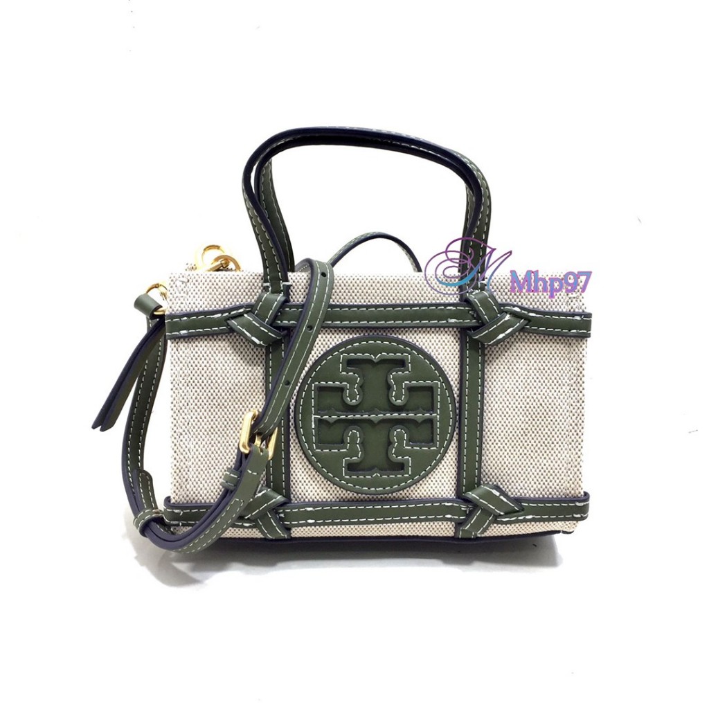 Tory Burch Ella Canvas Quadrant Micro Tote Bag
