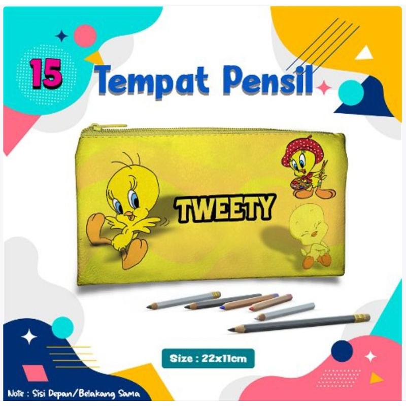 

Tempat pensil/ pouch tempat pensil/ Tempat alat tulis/ pencil case pouch karakter kartun Tweety