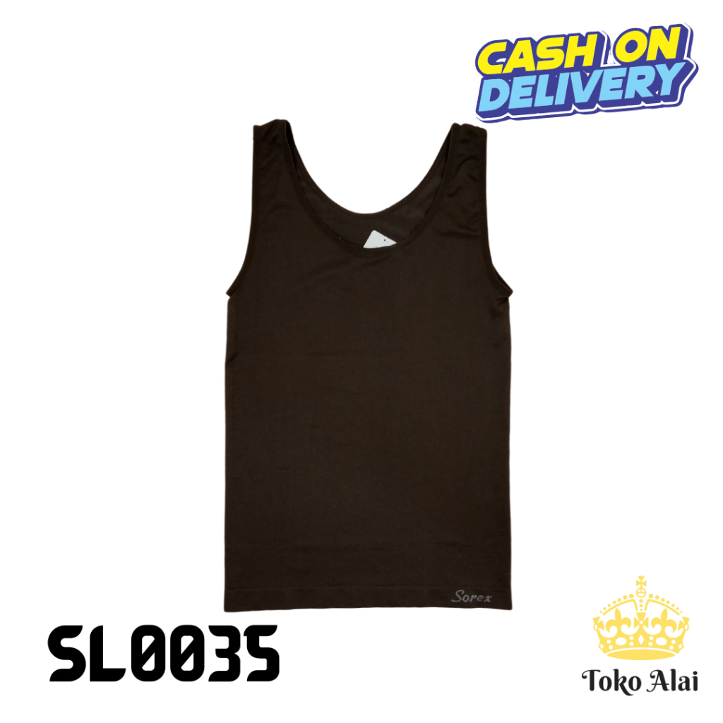 [COD] KAOS DALAM WANITA DEWASA SINGLET SOREX 8058 CEWEK HITAM MOTIF POLOS SL0035