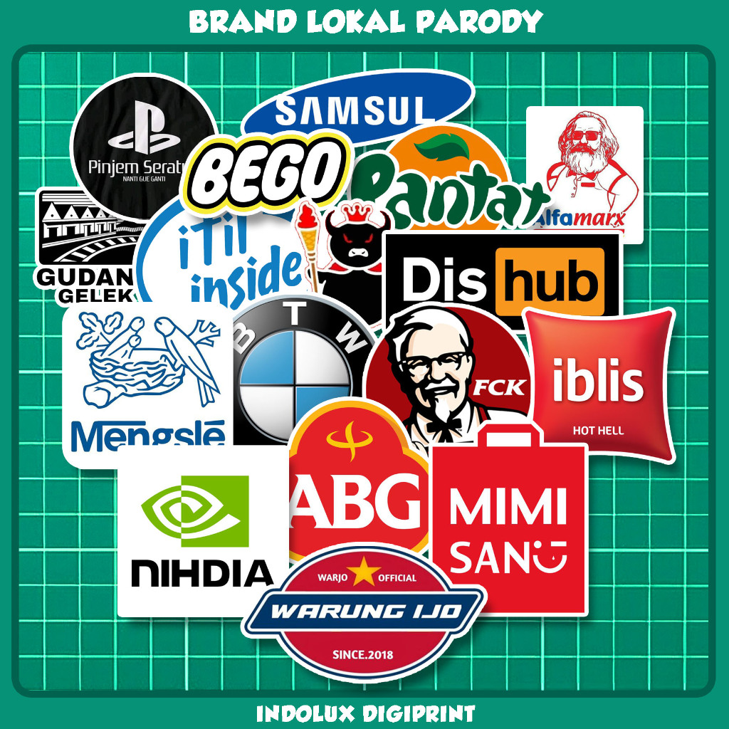 

[50 PCS] Sticker Parody Meme Indo Lokal Stiker Lucu Paper Anti Air Plesetan Brand Distro
