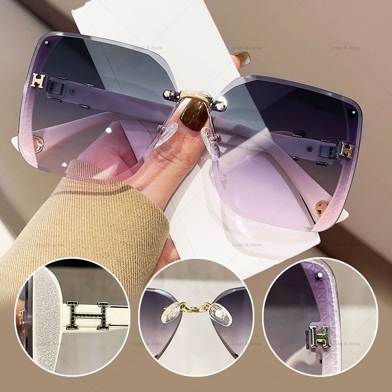 Kacamata Hitam Wanita Logo H Kacamata Pelindung Anti UV400 Murah