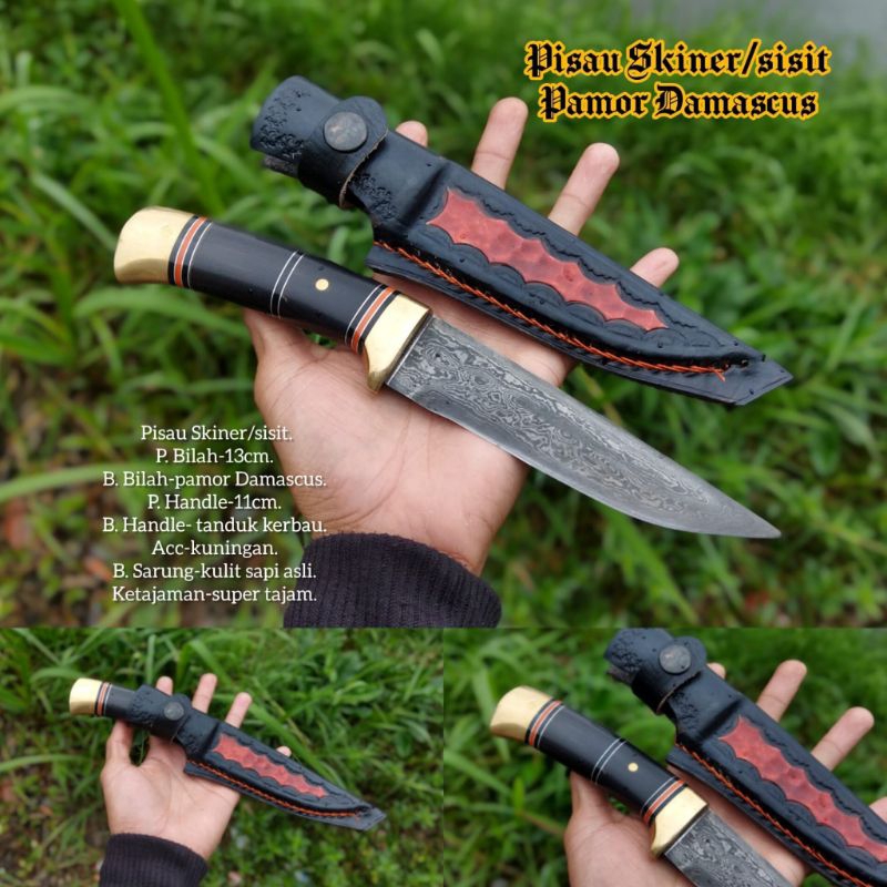 pisau skinner pamor Damaskus SULTAN
