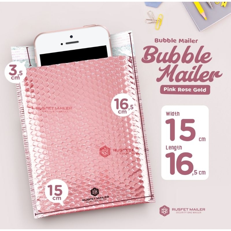 

Amplop Plastik Bubble Mailer Pink Rose Gold Envelope Bubble Mailer Metalizing 15X13 15X16