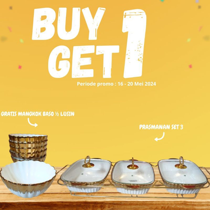 KERAMIK DAPUR PRASMANAN PAKET BUDLING PRASMANAN GANDENG 3 DAN MANGKOK KERAMIK MOTIF PUTIH GOLD