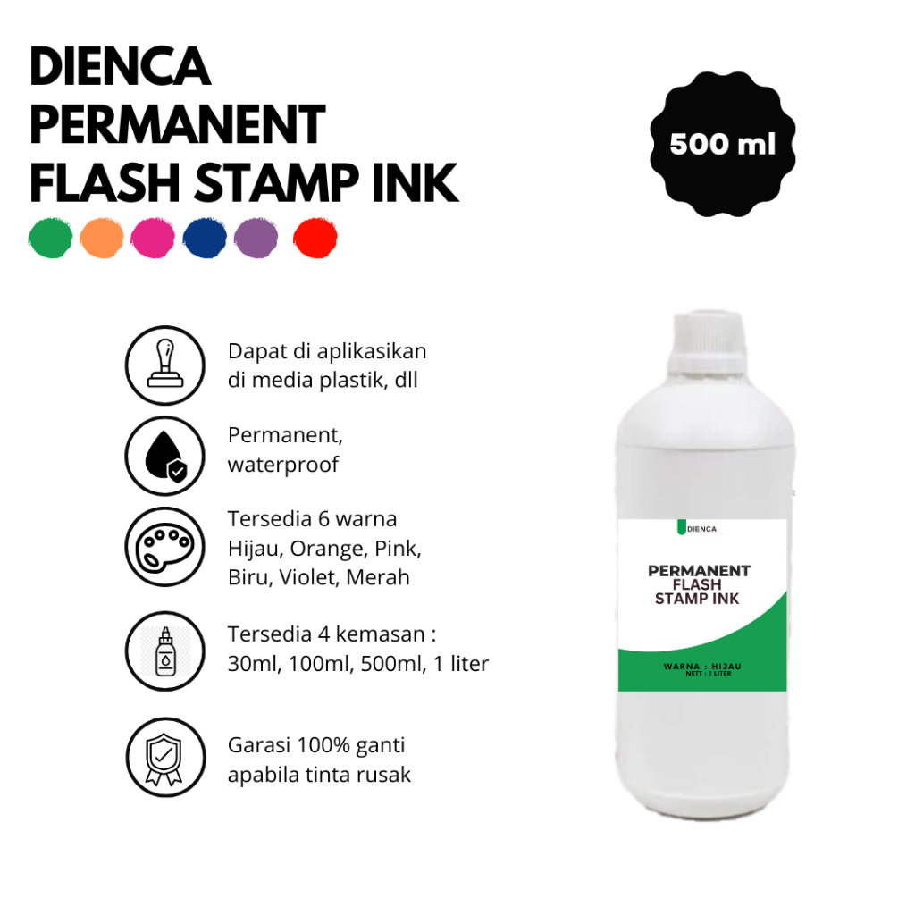 

Dienca Permanent Flash Stamp Ink 500ml
