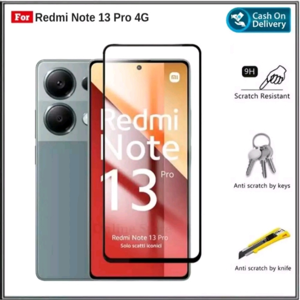 Riyanali_Shop Tempered Glass Full Xiaomi Redmi 10C, 10A, Redmi 10, Redmi Note 13 4G, 13 5G, 13 Pro 4