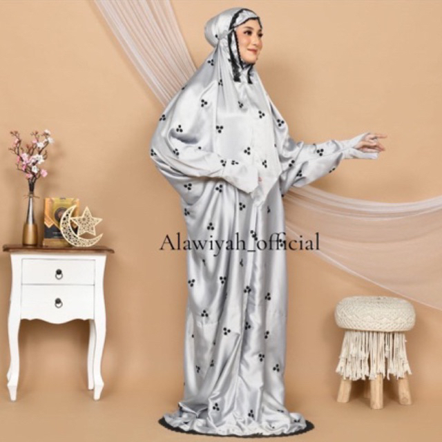 Mukena Terusan Dewasa Sutra Velvet Premium Bordir Mawar Hani