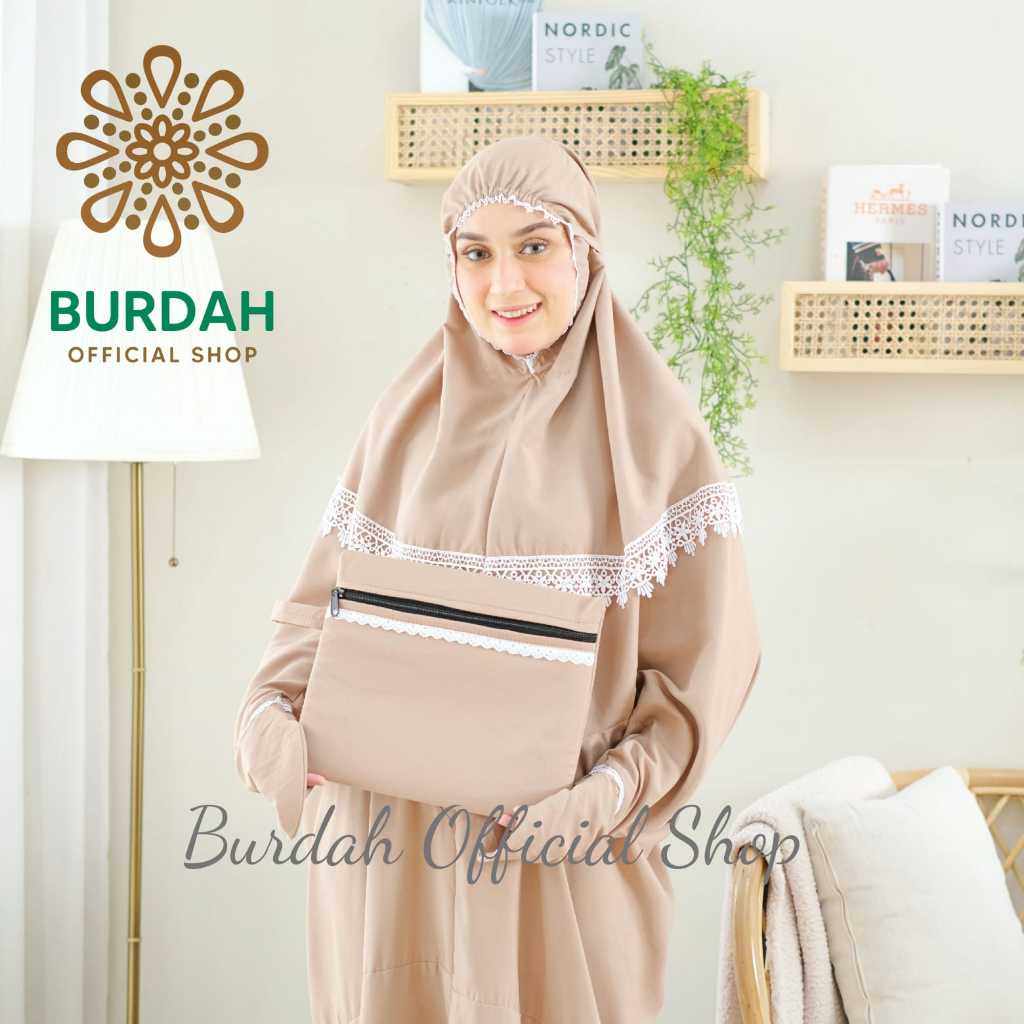 BURDAH - Mukena Terusan Dewasa Katun Premium Jumbo Renda Gifeer