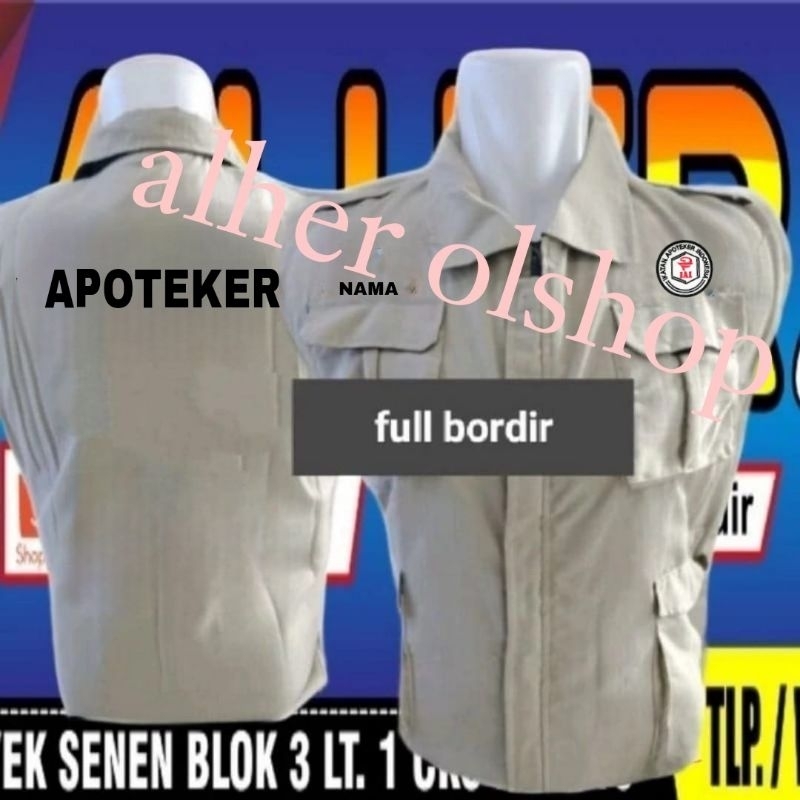 rompi bordir apoteker rompi apoteker rompi kerja apoteker rompi vest apoteker rompi kerah apoteker r