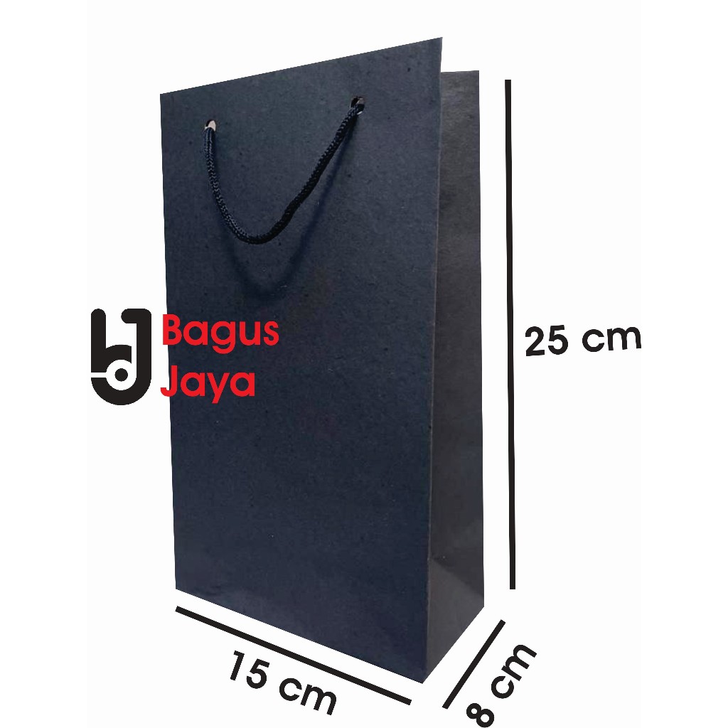 

Paperbag hitam free sablon 2 sisi ukuran 15x8x25 - paperbag murah pernikahan