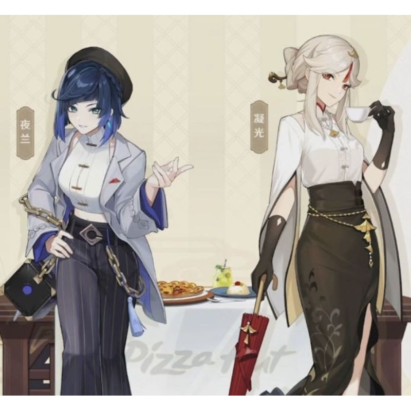 Yelan Ningguang Pizzahut Carnival Costum Cosplay