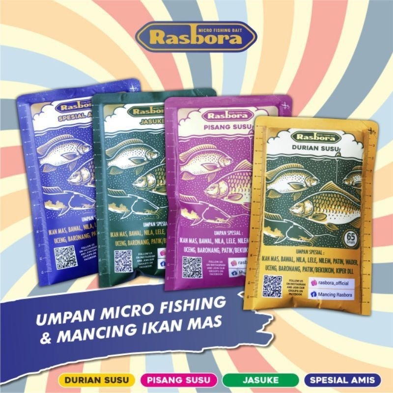 Umpan ikan mas Rasbora Jasuke  Amis Durian Susu Pisang Susu Kemasan 65gr
