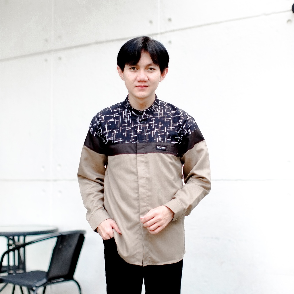 NEW PRODUCT EL Rumi Baju Koko Pria lengan Panjang Motif Senopati Series Kemeja Pria Kombinasi