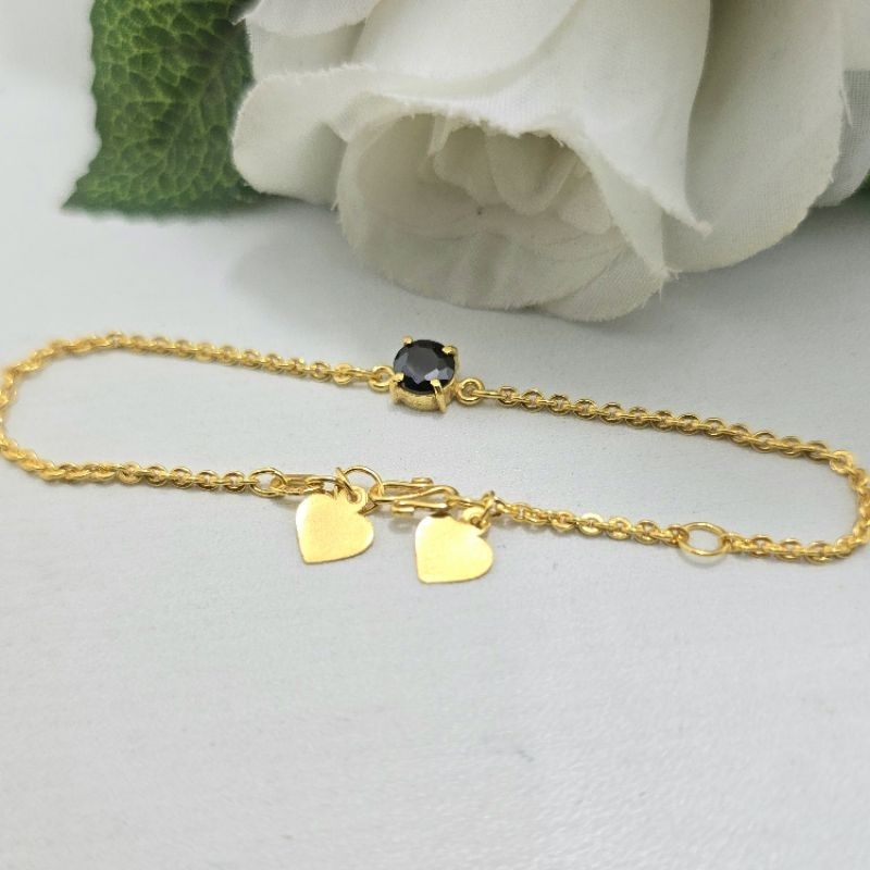 Gelang Rantai Mata 1 Hitam Emas Muda