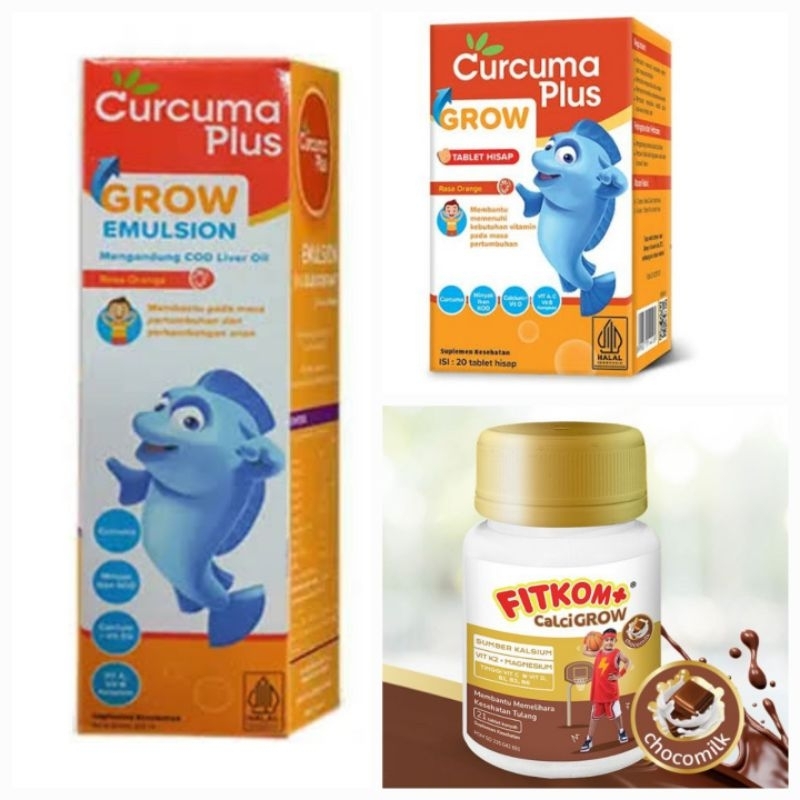 Fitkom CalciGROW - Curcuma Plus Grow Emulsion - Curcumaplus 2Tahun Tablet Hisap Kunyah Vitamin Tingg