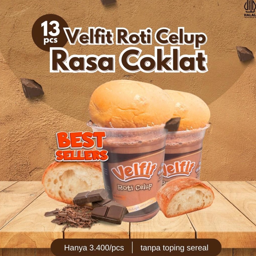 

u6 Harga Termurah 1 DOS ISI 13 CUP ES ROTI CELUP VELFIT RASA COKLAT E33