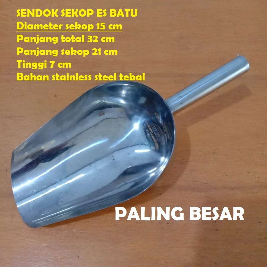 sekop es batu 13 Inch stainless ukuran besar diameter 15 cm sekop beras, sekop makanan, sekop kacang