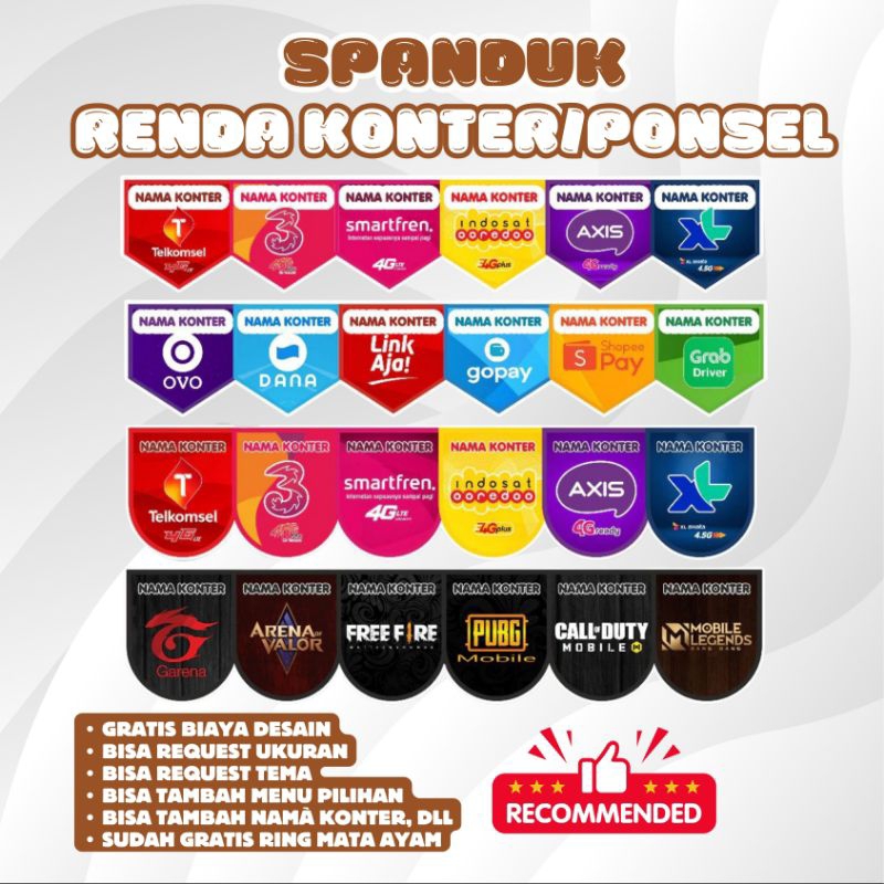 Spanduk/Banner Renda Hiasan Ponsel/Kedai/Kios Dll Konter Murah Costum Request