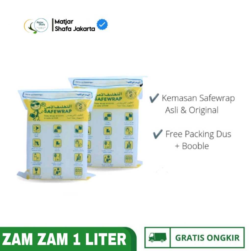 

Air Zamzam 1 Liter Kemasan Safewrap Oleh - Oleh Haji&Umroh / zam zam asli original