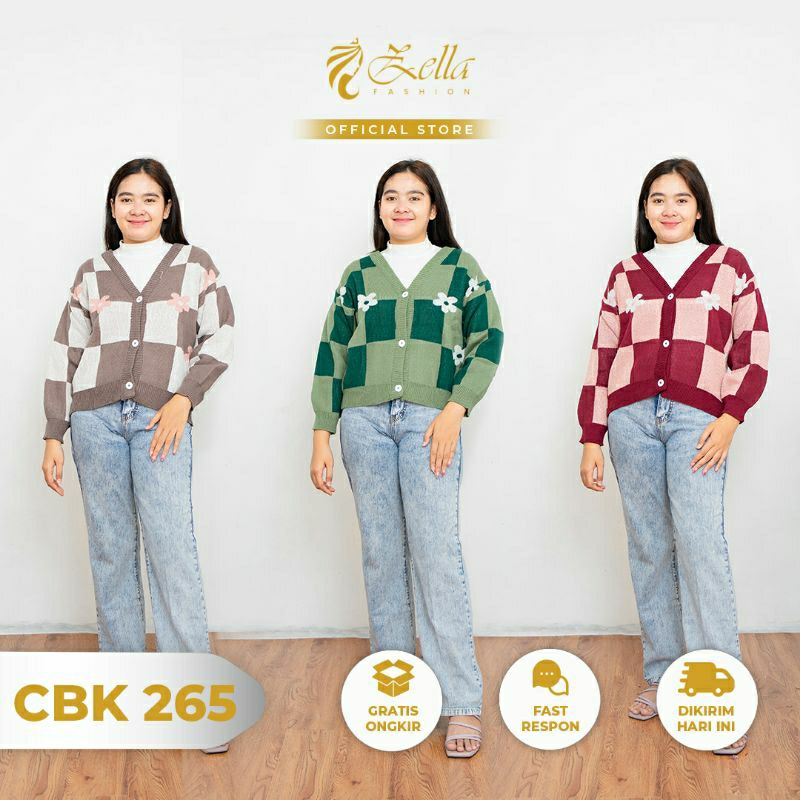 CARDIGAN rajut premium oversize wanita Korean style import bunga kotak