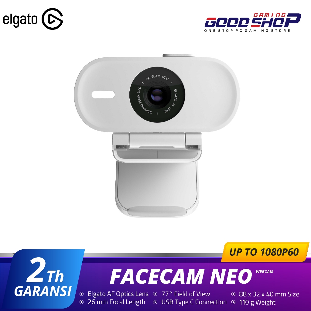 Elgato Facecam Neo - Webcam 1080p60 dengan Lensa AF dan HDR