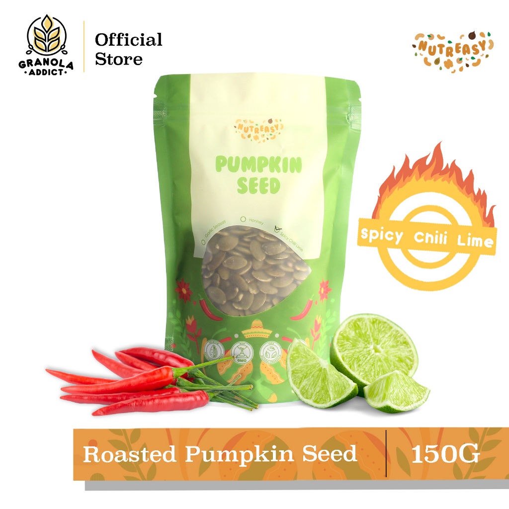 

Granola Addict - Nutreasy Roasted Pumpkin Seed (Spicy Chili Lime) / Biji Labu Rasa Pedas 150G