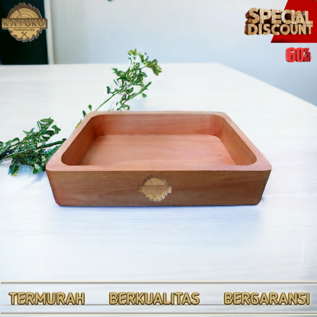 Nampan kayu kotak besar baki tray kotak penyimpanan serbaguna kayu
