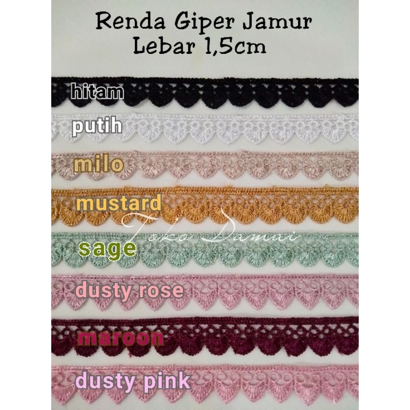 Renda Giper/Giper Jamur lebar 1,5cm (Per Meter)