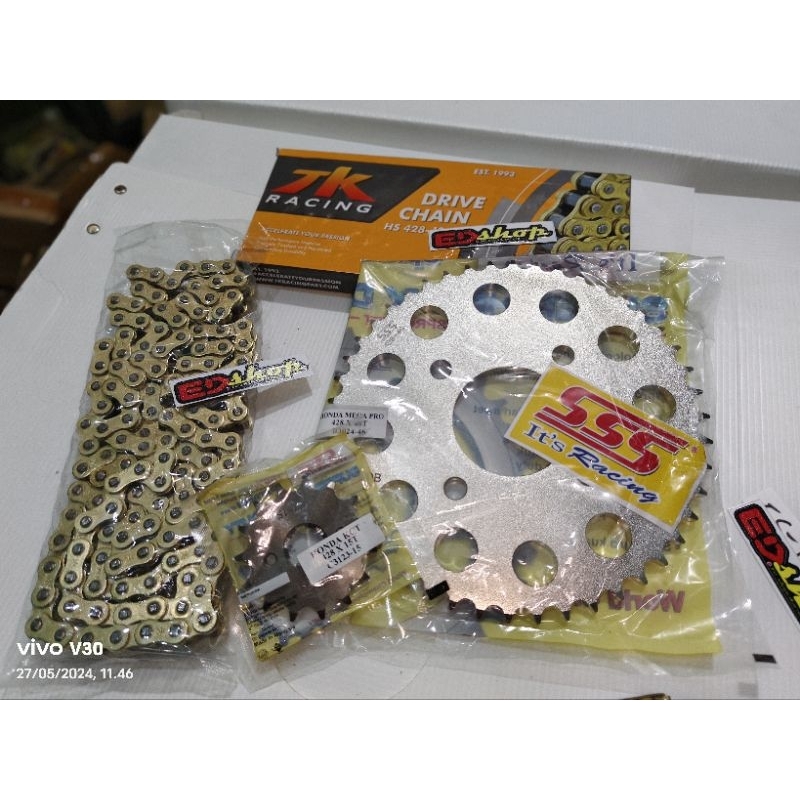 Gear SET 428 SSS Rantai TK CBR150 CB150 VERZA MEGAPRO SONIC NEW K45 LED TIGER RACING GER GIR 428H